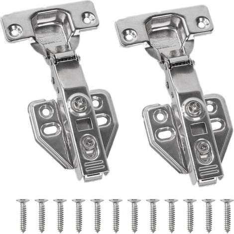 Lot de 2 Charnière Porte Placardde 110 Degré Fermeture Douce Charnières Clip Rentrant 35mm Charnieres avec 12 Vis Automatique Charniere Invisible pour Armoires de Porte Cuisine (1/5)