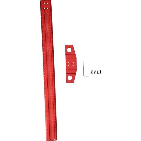 RASTKY Règle de Traçage à Angle Droit en Aluminium de Type T pour le Travail du Verre, Jauge de Marquage Précise pour Charpentiers, Règle en T Rouge avec échelles Claires, Précision de 1 Mm, (1/5)