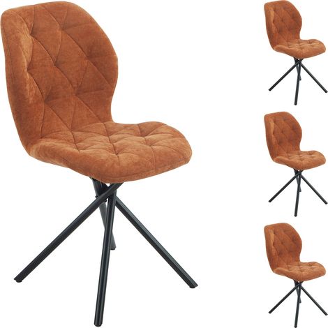 Lot de 4 chaises rotatives 47x58x85 cm en tissu terracotta - KAYRA