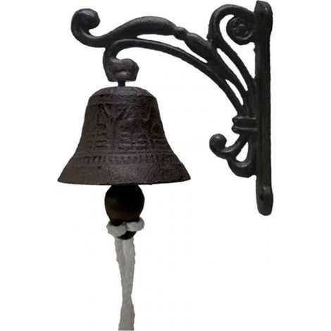 Sonnette rétro en fonte – Cloche murale en fer forgé de style européen – Décoration pour cour, jardin et entrée – Sonnette manuelle (Style C) (1/3)