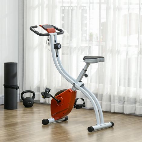 Klappbares magnetisches Heimtrainer-Fahrrad mit 8 Widerstandsstufen und verstellbarem Sitz, Stahl, 97 x 43 x 110 cm, Rot