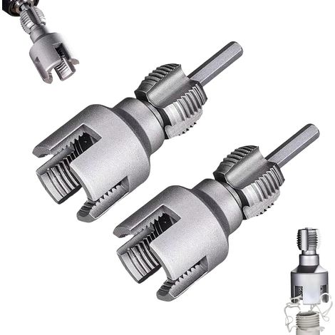Herramienta 2 en 1 para roscar interiores y exteriores, kit de herramientas para roscar tuberías, cortador de roscas interiores y exteriores, macho de roscar tuberías, macho integrado de 1/2" a 3/4",  (1/5)