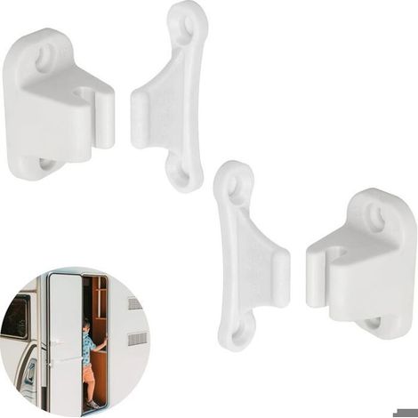 Loquet de Porte pour Caravane et Camping-Car, Paquet de 2, Serrure de Porte Blanche, Porte de Service et de Rangement, Sécurité (1/4)