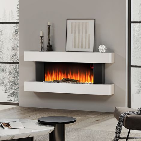 50 inch Large LED Fireplace Electric Heater Fire High Gloss glass Slim Flame (1/4)