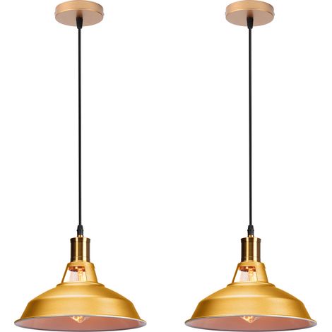 Vintage Pendant Lights Retro Pendant Light Creative Vintage Ceiling Light For Kitchen Farmhouse Hallway Indoor Gold (2PCS)