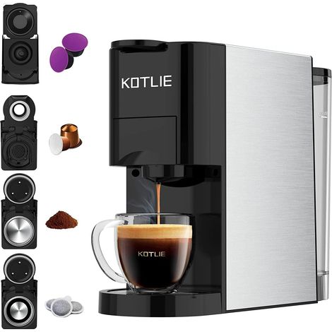 AC-513K 4 en 1 Cafetières à Capsules pour DG/Café en Poudre/ESE(44mm), Pression de 19Bar, 0.8L Réservoir d'eau,Capacité Personnalisable(Noir) (1/5)