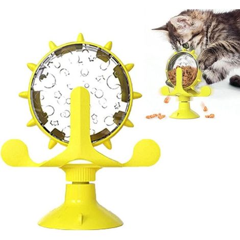 Jouet pour Chat Moulin à Vent,Tourne-disque Jouet,Jouet Tourbillonnant Chat,Jouet Distributeur de Nourriture,Jouet Chat Interactif pour Chats D'intérieur,Cadeau pour Chats-Fei Yu (1/5)