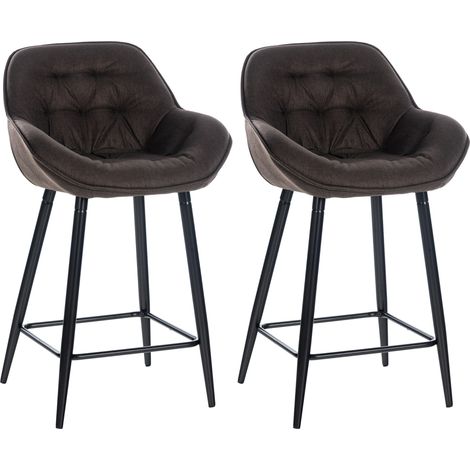 Juego de 2 taburetes de bar modernos de terciopelo marrón con asiento acolchado y envolvente y patas de metal negro 100006079 (1/5)