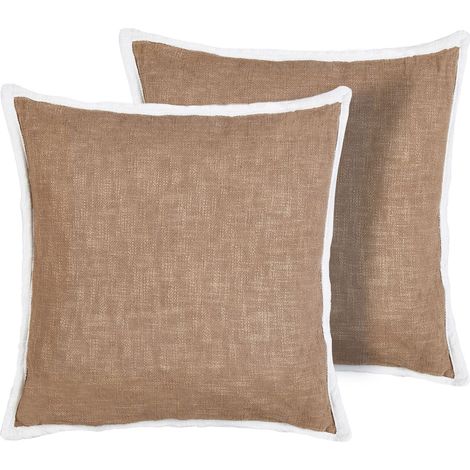 Dekokissen 2er Set IANTHE Baumwolle 45 x 45 cm Braun Ohne Muster