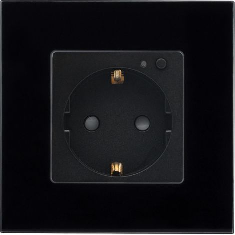 Steckdose Schuko Typ-F WiFi mit PC Rahmen Schwarz (1/4)