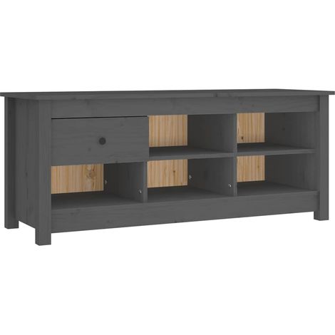 Maison Exclusive - Zapatero de madera maciza de pino gris 110x38x (1/5)