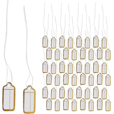 400 étiquettes de prix en papier avec ficelle de suspension, 25 mm x 13 mm (1/5)