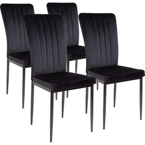 Albatros Esszimmerstühle mit Samt-Bezug 4er Set MODENA, Schwarz - Stilvolles Vintage Design, Eleganter Polsterstuhl am Esstisch - Küchenstuhl oder Stuhl Esszimmer mit hoher Belastbarkeit