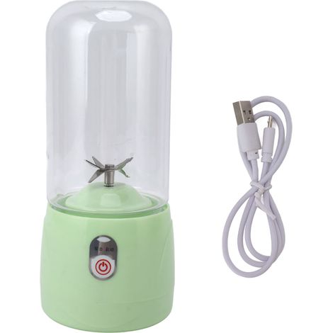 Blender portable rechargeable USB, mini presse-agrumes à 6 lames, gobelet pour fruits, idéal pour les voyages, le sport et la cuisine, 410 ml, vert (1/5)