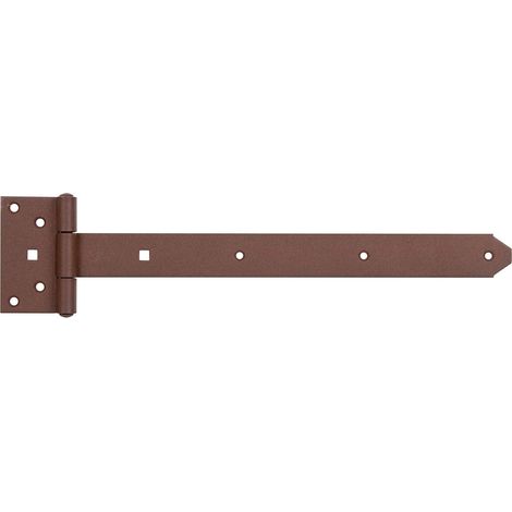 Penture anglaise avec goupille rivetée couleur rouille à couche duplex penture 391 x 40 mm charnière 59 x 103 mm (1/5)