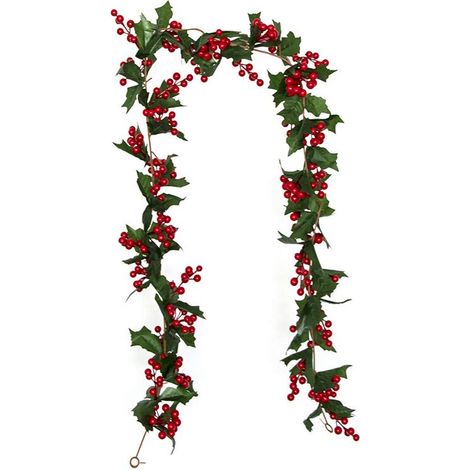1,75 m Guirlande Sapin Artificiel Noël, Baie Noël Houx Guirlande, Intérieur Extérieur Vert Décorations de Noël, Artificiel Vert Décoré Décoration de N (1/5)