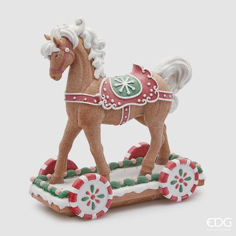 EDG Enzo De Gasperi Decoro Cavallo Marzapane Natale H 38 Cm L 34,5 Cm L 16 Cm Hazelnut