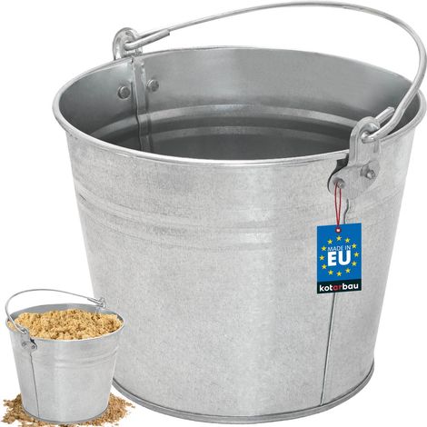 KOTARBAU® Seau à Cendre - Seau De Maçon - Acier Galvanisé - 5 L - Argent - pour le Jardinage - Résistant à la Rouille - Polyvalent (1/5)