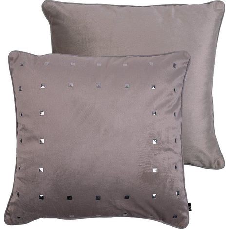 Dekorativer Kissenbezug 45x45 Chic Modern beigefarbener Samt mit Ziernieten Faro 1 Stück.