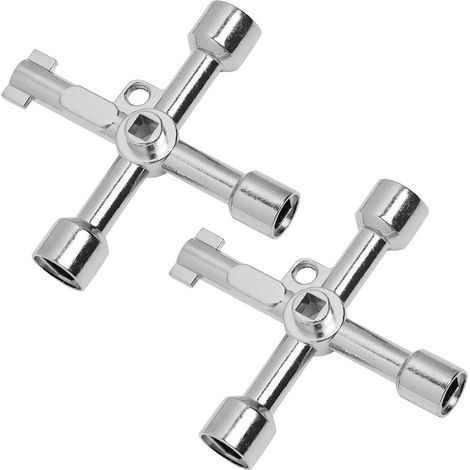 2 Pièces Clé Multifonction à 4 Voies en Alliage de Zinc, Clé Universelle en Croix pour Armoires Électriques, Gaz, Eau, Ascenseurs,Clé Triangulaire 4 Voies, 4 Voies Clé Multifonction, pour Techniciens (1/5)