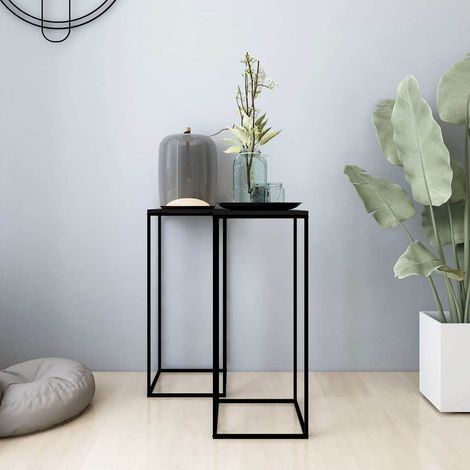 336128 vidaXL Side Tables 2 pcs Black Steel (1/5)