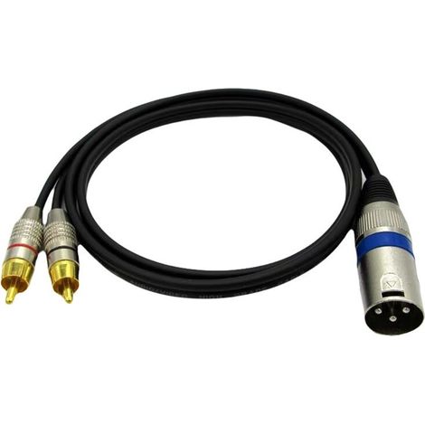 Convient aux câbles audio XLR mâle vers double RCA mâle, aux câbles RCA, aux câbles d'enceintes de subwoofer stéréo HiFi, convient aux consoles de mixage et aux enceintes de monitoring, 1 mètre.