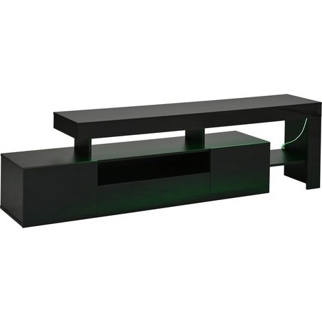 Mueble TV negro brillante con LED 192 x 37 x 53 cm para TV de hasta 85 pulgadas MODENUIT (1/5)