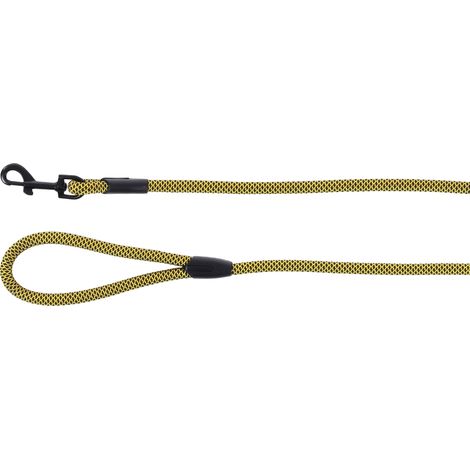 Laisse Chien - Eros Jaune – 130cm L x 1cm l x 1cm H (Ø 1cm) – Nylon – Mousqueton Noir Mat – visibilité et Style