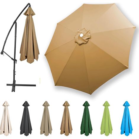 Auvent De Remplacement pour Parasol Toile De Parasol Déporté Remplacement Pour Cour,Jardin,Plage, Protection UV 50+,Kaki (1/5)
