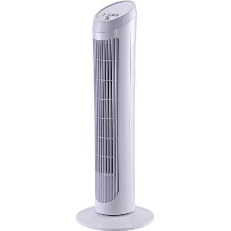 Ventilateur colonne oscillant 45 W à 3 vitesses, en plastique ABS, 27 x 27 x 75 cm, blanc (1/5)