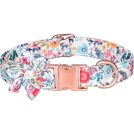 Abnehmbares Hundehalsband mit Blumenmuster, Accessoire für kleine Hündinnen, mehrfarbig, Größe M.