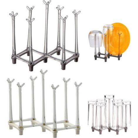 Ensemble de 2 égouttoirs à tasses, égouttoir à bouteilles extensible, égouttoir à bouteilles en verre rétractable, convient aux tasses et aux assiettes (1/4)