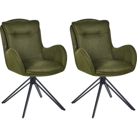 Set of 2 Dining Chairs Swivel AVELAR Dark Green (1/5)