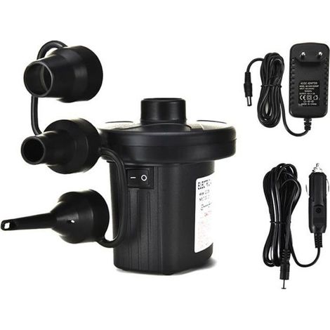 Pompe à air électrique Remplissage rapide Pompe KAYAK avec 3 buses pour matelas à air Bateaux Bague Bague Bague Airflatables Noir (1/4)