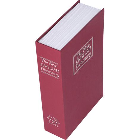 Coffre-fort portable factice en forme de livre avec serrure à combinaison pour cartes bancaires, bijoux et argent (rouge) (1/5)