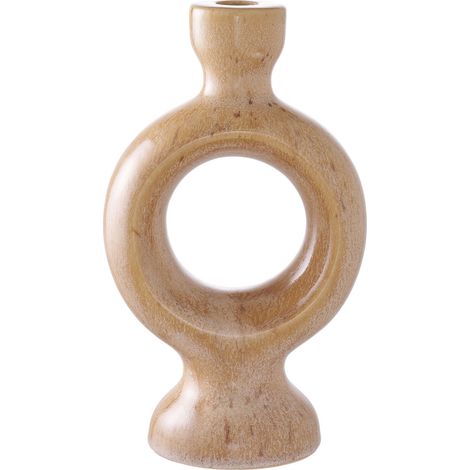 Portacandela in ceramica marrone 13x8x23 cm