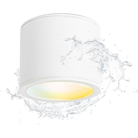 Spot en Saillie Blanc IP44, Spots de Plafond 6W 3CCT Blanc Chaud 3000K/ Blanc Neutre 4000K/ Blanc Froid 6500K, Plafonnier Salle de bain imperméable 230V avec GX53 douille Ø82x67mm (1/5)