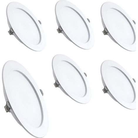 Lot de 6 spots Encastrable LED Ultra Plat, Plafonnier Rond Plat Encastrable, Jaune Chaud 3000K, Downlight LED IP44 pour Salle de Bain Salon (1/5)