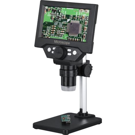5,5-Zoll-LCD-Elektronenmikroskop, 10 MP Auflösung, 1000-fache Vergrößerung, 8 einstellbare LEDs, Foto-/Videowiedergabe