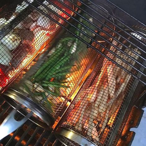 Panier Barbecue - Maille Acier Inoxydable - Pour Grillades Légumes Viandes - Rond Bords Arrondis - 1 Pièce (1/5)