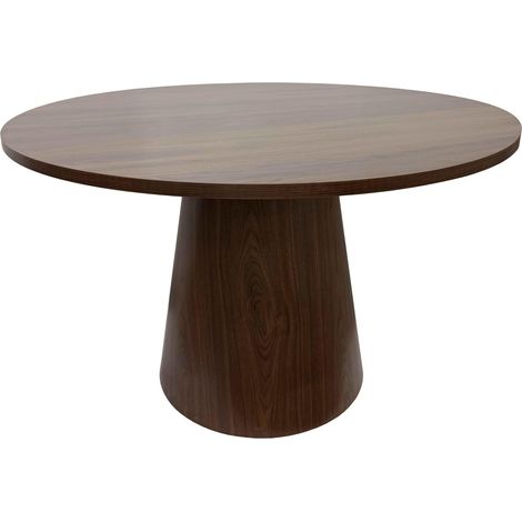 Oviala – Table de salle à manger ronde 120 cm – Plateau MDF effet bois foncé – Hauteur 75 cm – Pour 4 convives – Design scandinave épuré (1/5)