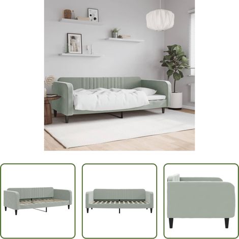 Canapé jour - Lit de repos sans matelas gris clair 90x200 cm velours (1/5)
