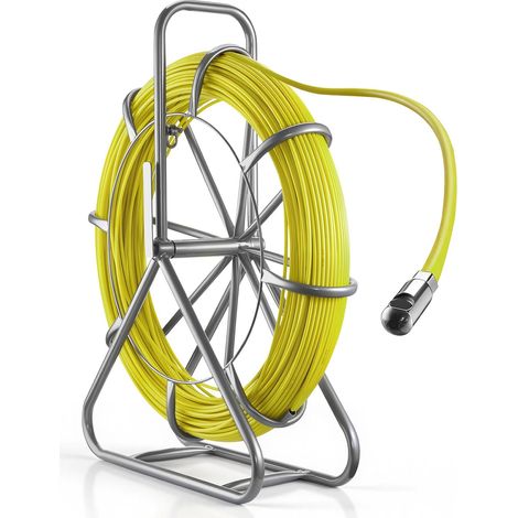 Aiguille Électricien avec Support 152 m Tire Fils Électrique Fibre Verre 6,3 mm Aiguille de Tirage Câble Électrique pour Murs Conduits Électriques, avec Graduation, Verrouillage, Non Conducteur (1/5)