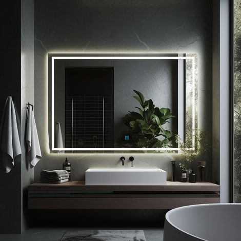 800x600mm Large Illuminated Led Bathroom Mirror with Demister Pad [IP44 Rated] Rectangular Backlit Wall Mounted,Touch Sensor Switch (1/5)