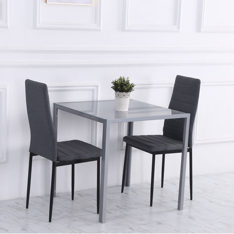 Quadratischer Esstisch für 4 Personen aus gehärtetem Glas, 75 x 75 x 75 cm, grau HAVRYA (1/5)