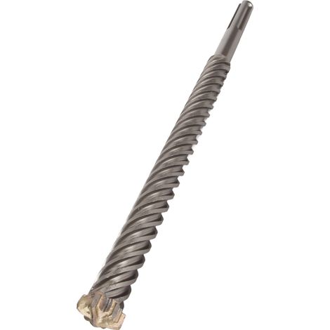 Foret burin pour béton carbure de tungstène 6 goujures 28 x 400mm, trépan perforateur pour briques, pierres et maçonnerie (1/5)