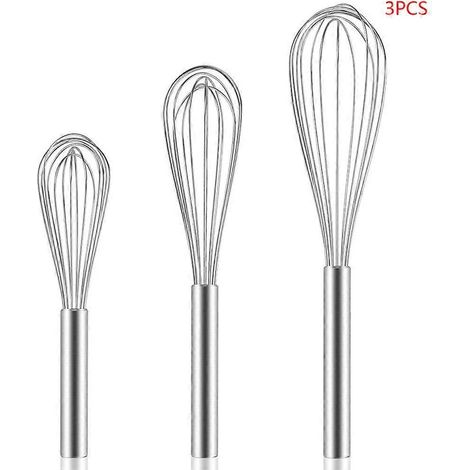 3-teiliges Set aus 8, 10 und 12 Zoll großen Edelstahl-Schneebesen, Handrührgeräten, Mehlmischern, Sahnebereitern, Rühr- und Milchaufschäumern – Küchenhelfer