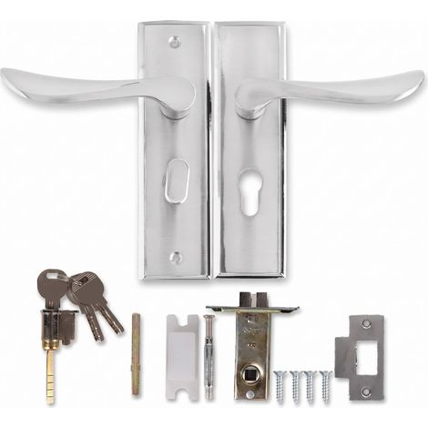 Serrures De Poignée De Porte D'entrée Avec Clés, Ensemble De Serrures à Levier De Salle De Bain Pour Porte Intérieure, Serrure De Sécurité Intérieure En Alliage D'aluminium, Poignée De Porte De Toilet (1/5)