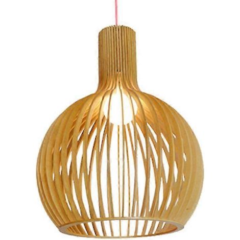 Modern Black Wooden Pendant Light Hanging Chandelier For Living Room Dining Room Decoration Natural Wood Design(Dia23cm Dia23cm) (1/5)