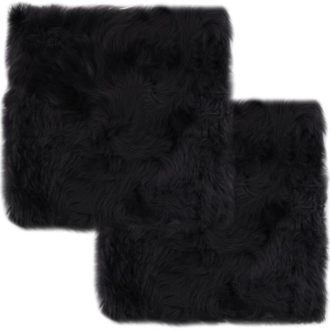 Lot de 2 coussins de chaise gris foncé 40x40 cm mouton véritable DEC021286